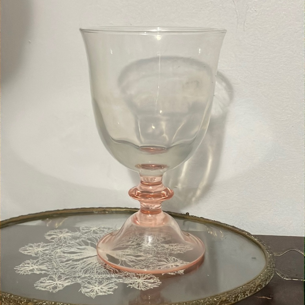Vintage/Antique Pink Stem Large Wine Glass / Goblet 1920s/1930s